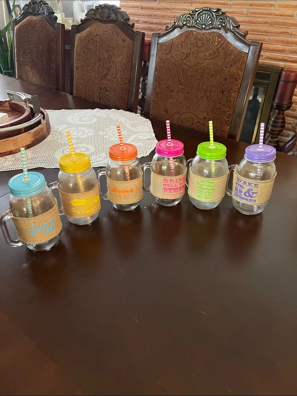 Large Colorful Mason Jar Drinking Glasses with Straw - Assorted Colors,